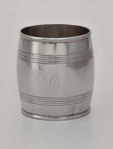 Whiskey Barrel Shaped Beaker Asa Blanchard (d.1838) Lexington, Kentucky 1808-1838 Silver Loan courtesy of an anonymous collector